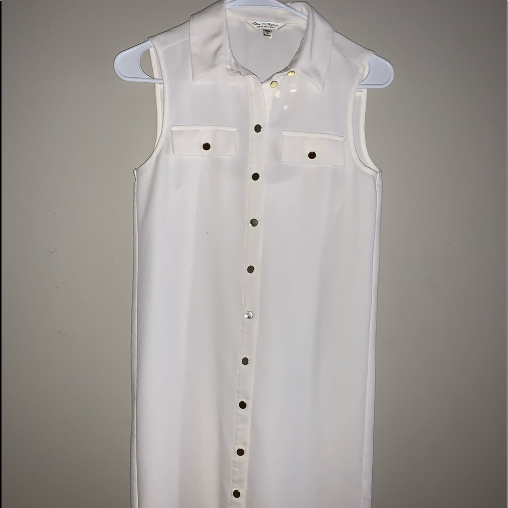 White/Ivory Dress with Gold Buttons